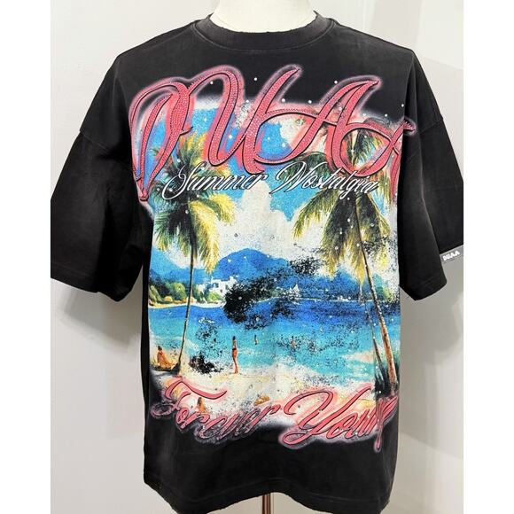 NEW Duaa Streetwear Biker Summer Nostalgia Forever Young Tshirt Tee Rhinestone L - Picture 1 of 6